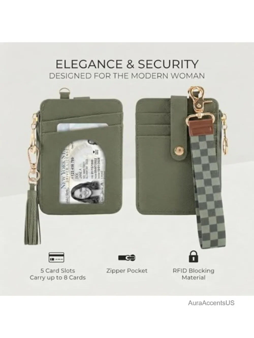 Wristlet Keychain Wallet with Card Slots & RFID Blocking